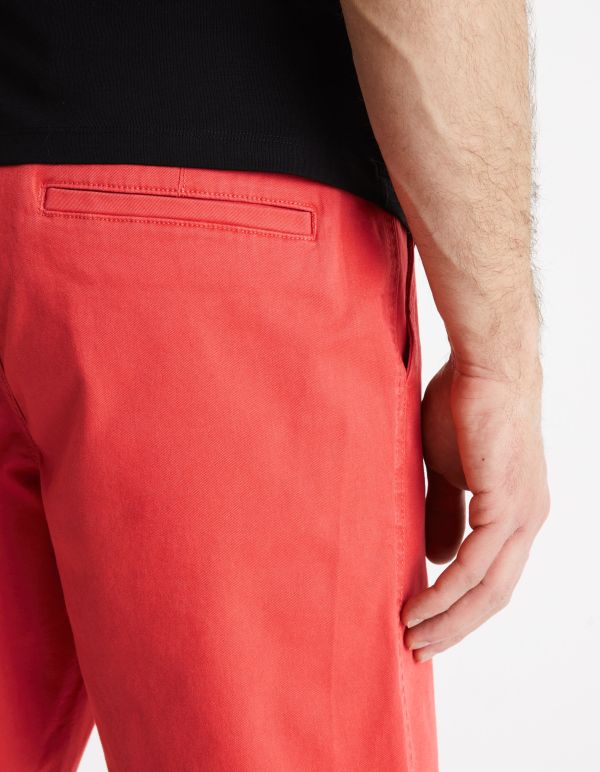 Bermuda chino uni en coton stretch - rouge