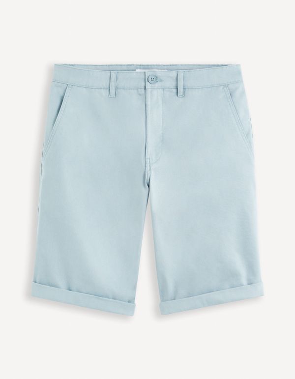 Bermuda chino uni coton stretch - bleu ciel