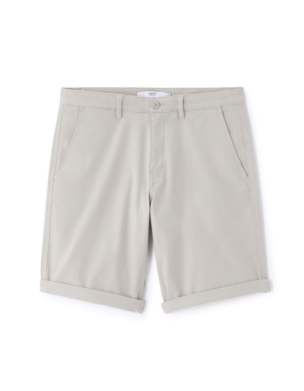 Bermuda chino en coton stretch - gris clair
