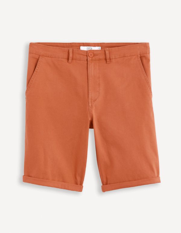Bermuda chino uni en coton stretch - brique