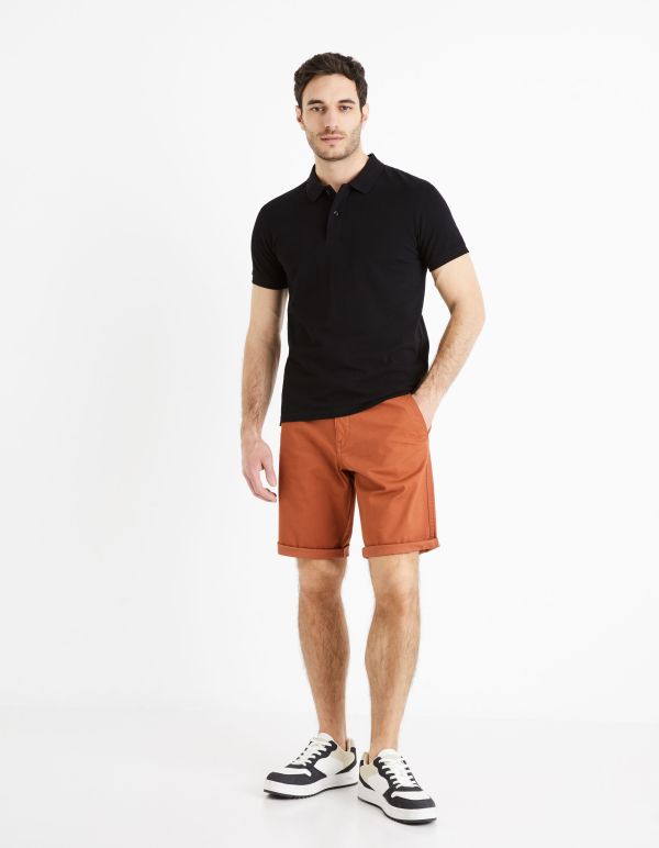 Bermuda chino uni en coton stretch - brique