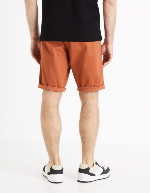 Bermuda chino uni en coton stretch - brique