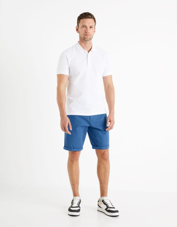 Bermuda chino uni en coton stretch - bleu