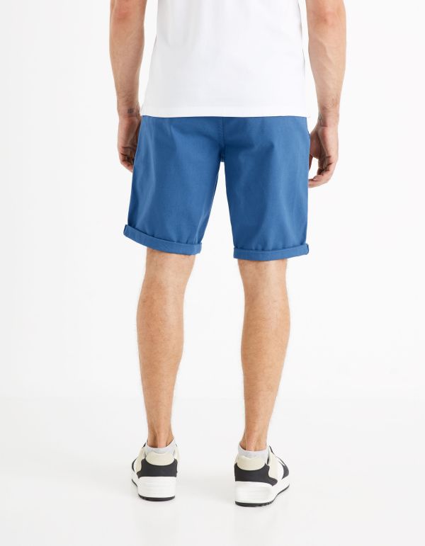 Bermuda chino uni en coton stretch - bleu