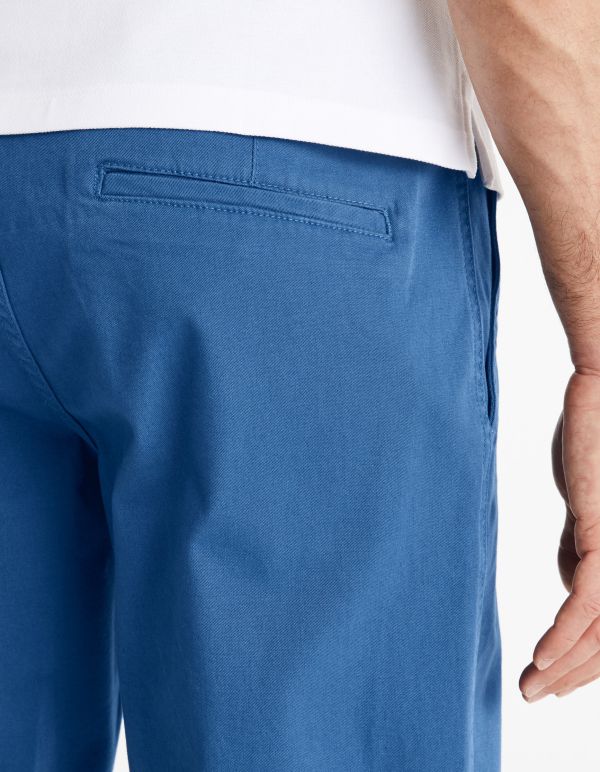 Bermuda chino uni en coton stretch - bleu