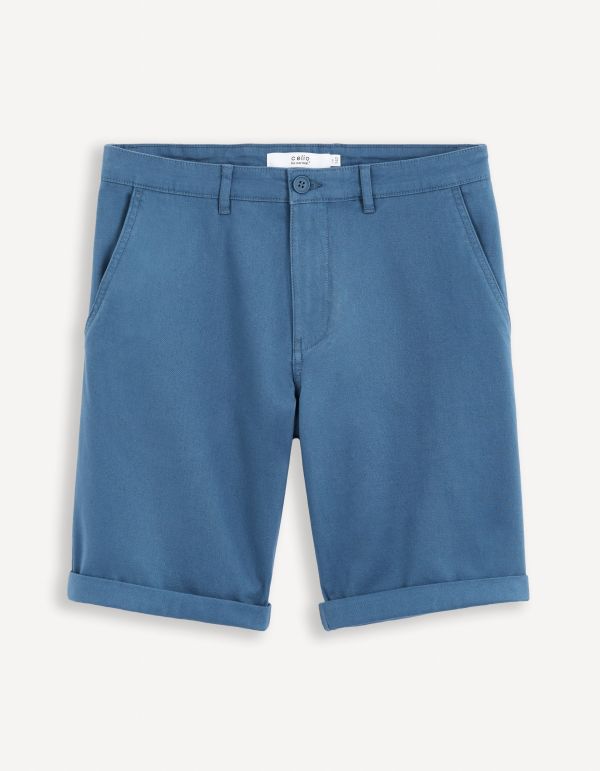 Bermuda chino uni coton stretch - bleu