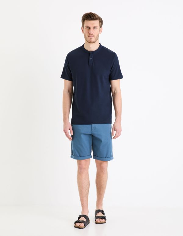 Bermuda chino uni coton stretch - bleu