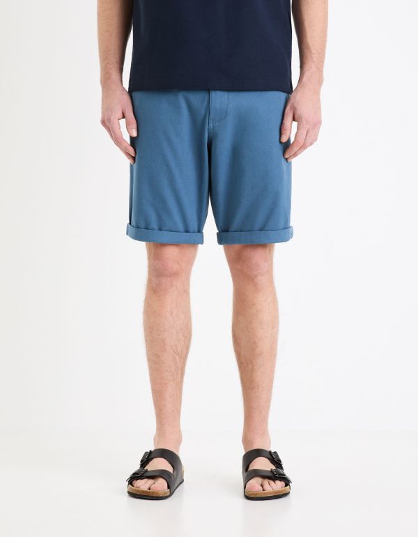 Bermuda chino uni coton stretch - bleu