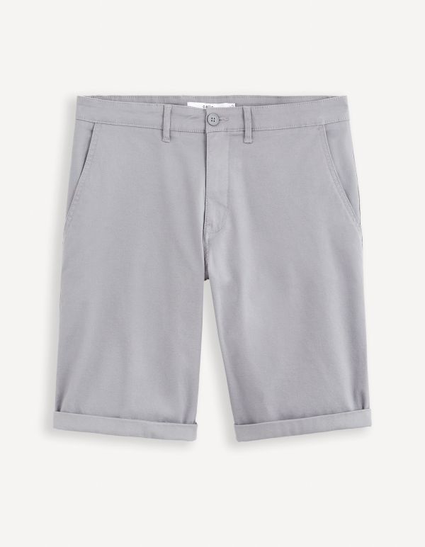 Bermuda chino uni en coton stretch - gris
