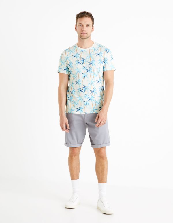 Bermuda chino uni en coton stretch - gris