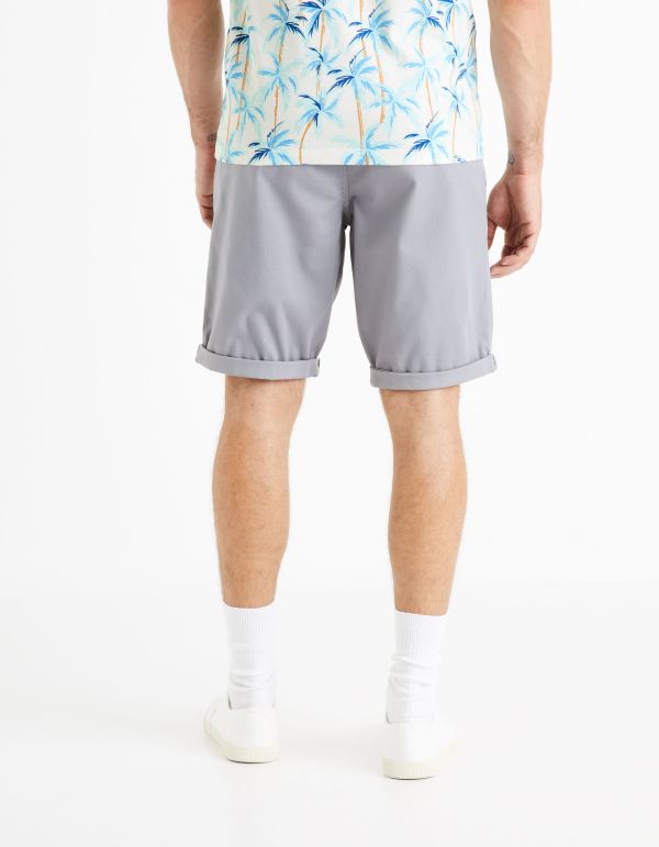 Bermuda chino uni en coton stretch - gris