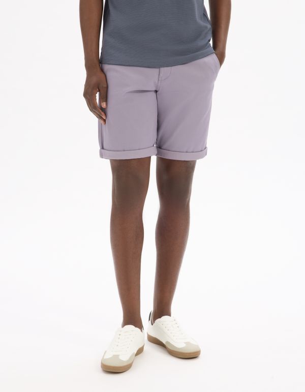 Bermuda chino en coton stretch - violet clair