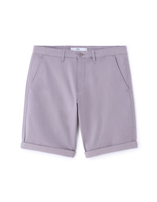 Bermuda chino en coton stretch - violet clair