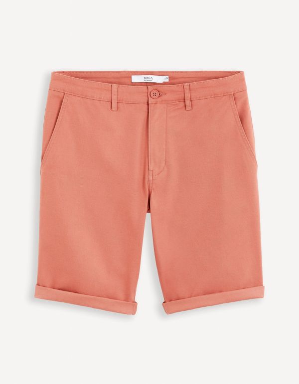 Bermuda chino uni coton stretch - rose