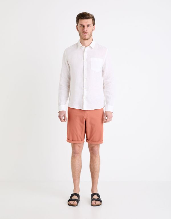 Bermuda chino uni coton stretch - rose