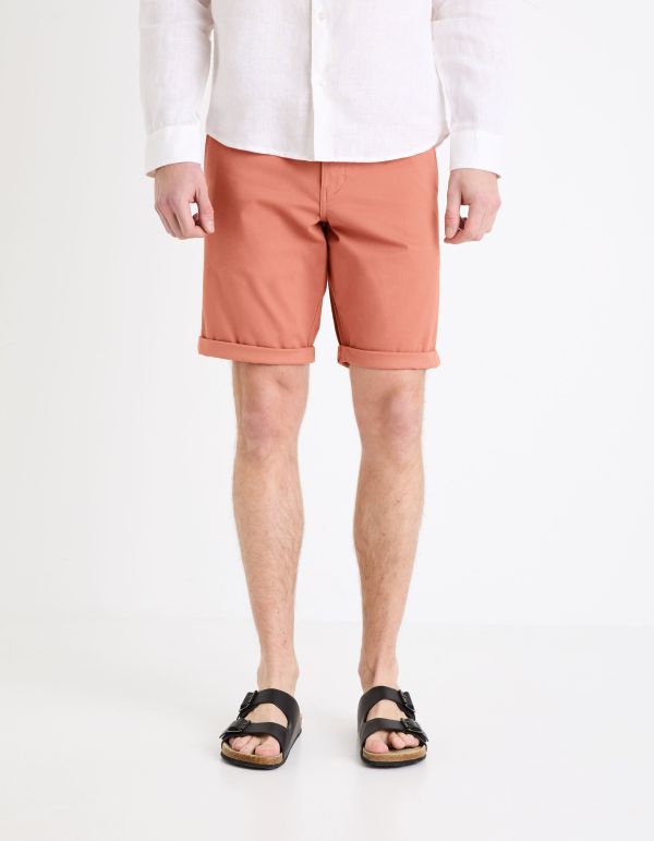 Bermuda chino uni coton stretch - rose