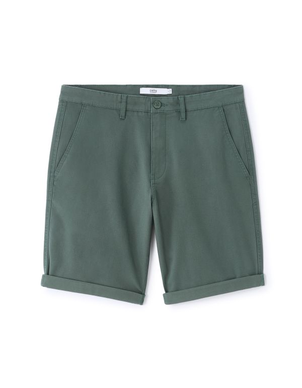 Bermuda chino en coton stretch - vert moyen