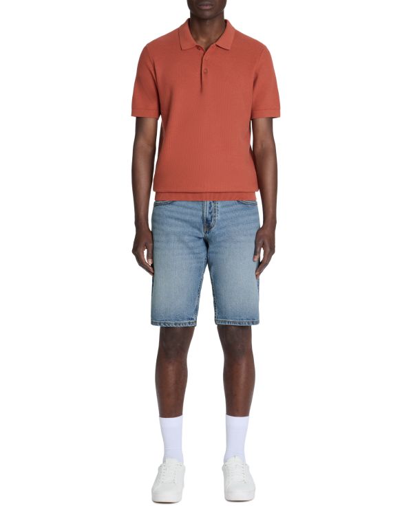 Bermuda en jean coton stretch - bleu délavé