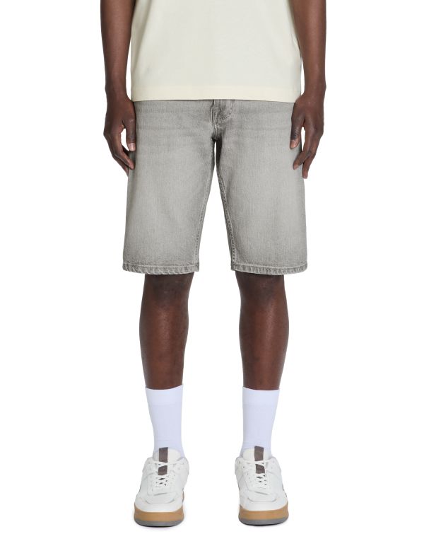 Bermuda en jean coton stretch - gris