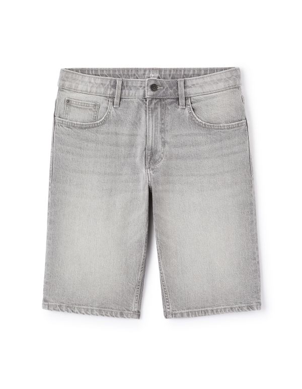 Bermuda en jean coton stretch - gris