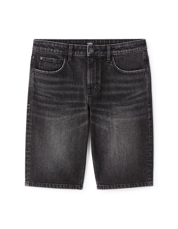 Bermuda en jean coton stretch - noir
