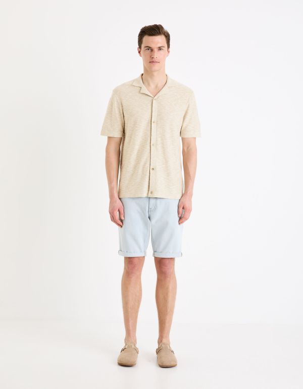 Bermuda en jean effet maille - bleached