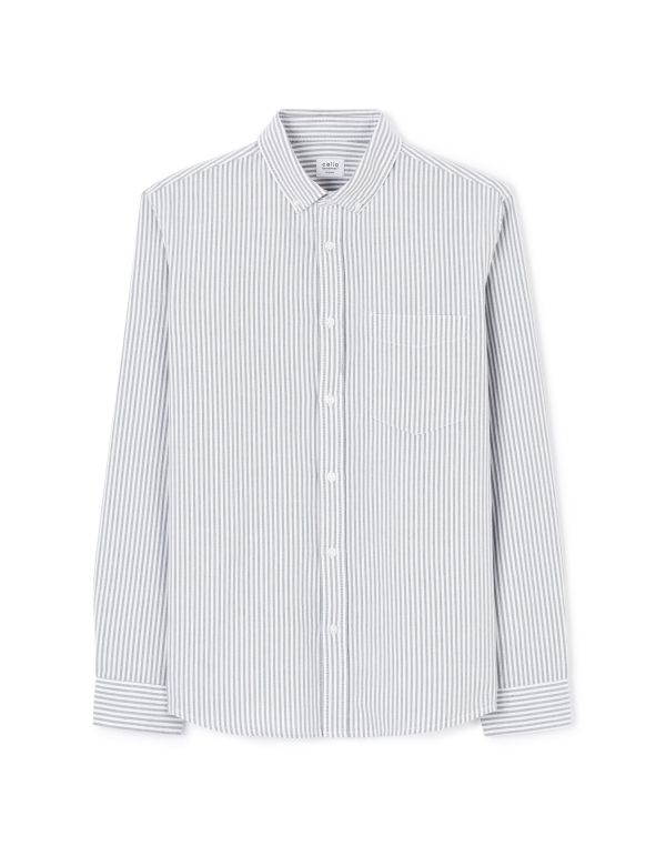 Chemise regular à rayures 100% coton - vert