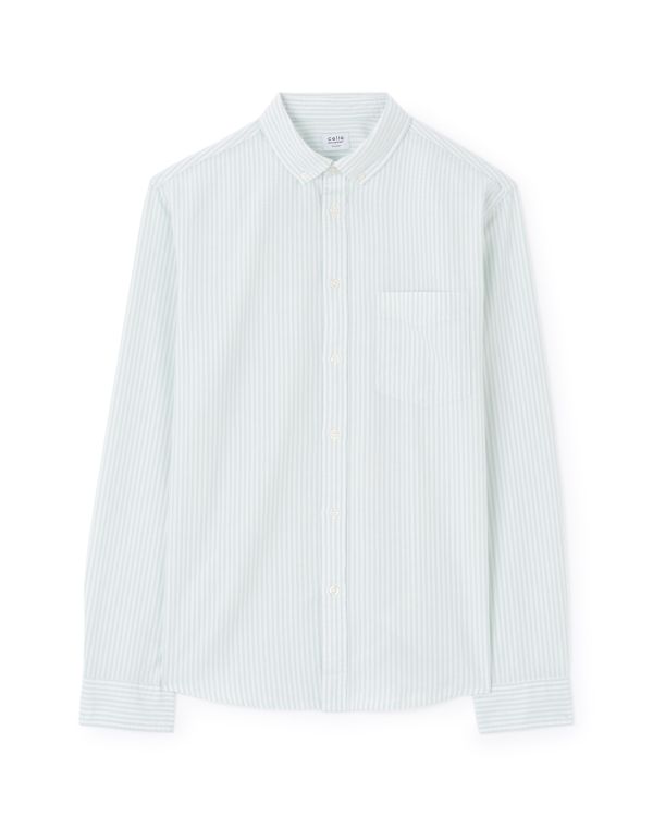 Chemise regular à rayures 100% coton - vert