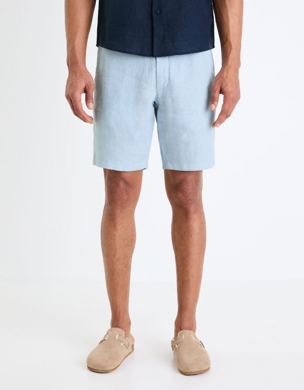 Short 24h 100% lin - bleu clair