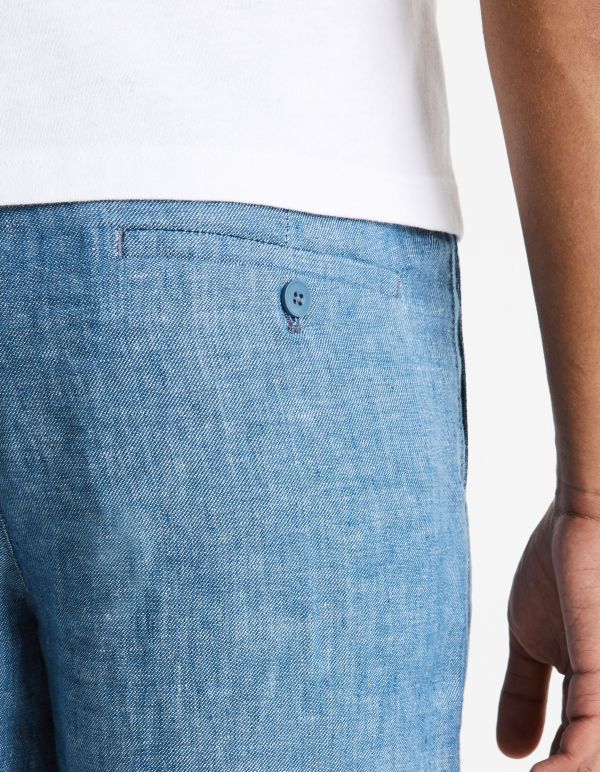 Bermuda 100% lin - bleu