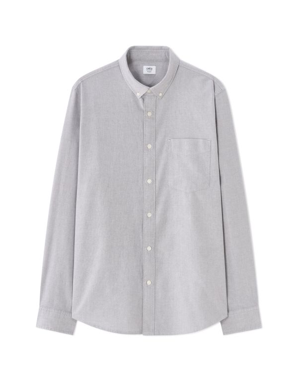 Chemise regular 100% coton oxford - gris foncé