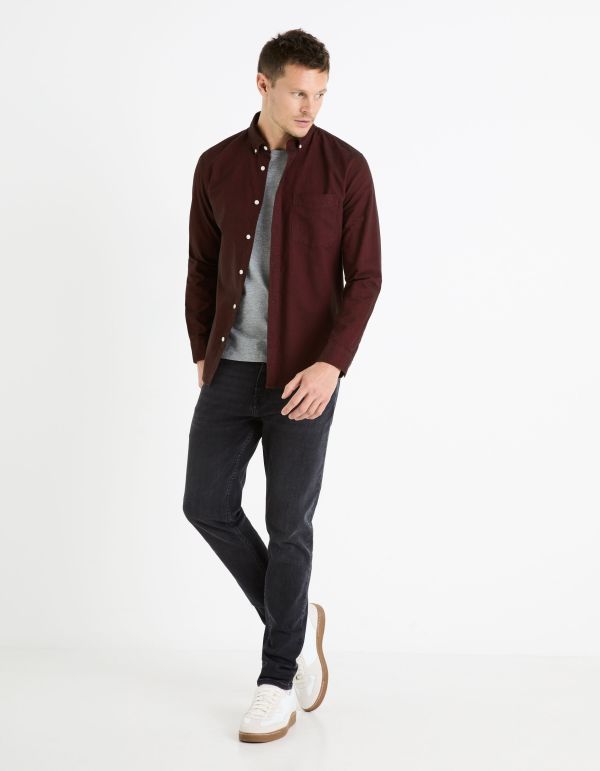 Chemise  regular 100% coton oxford - bordeaux