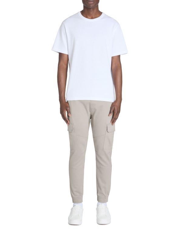 Pantalon cargo slim 100% coton stretch - gris