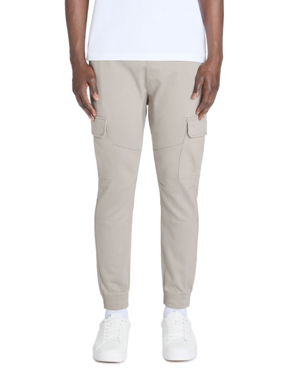Pantalon cargo slim 100% coton stretch - gris
