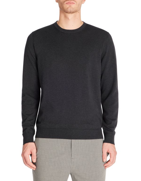 Pull col rond 100% coton - anthracite