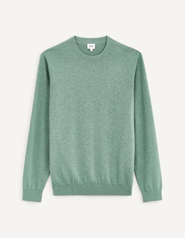 Pull col rond 100% coton - vert