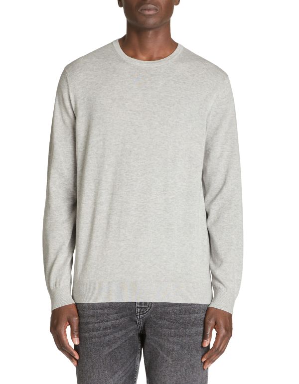 Pull col rond 100% coton - gris chine