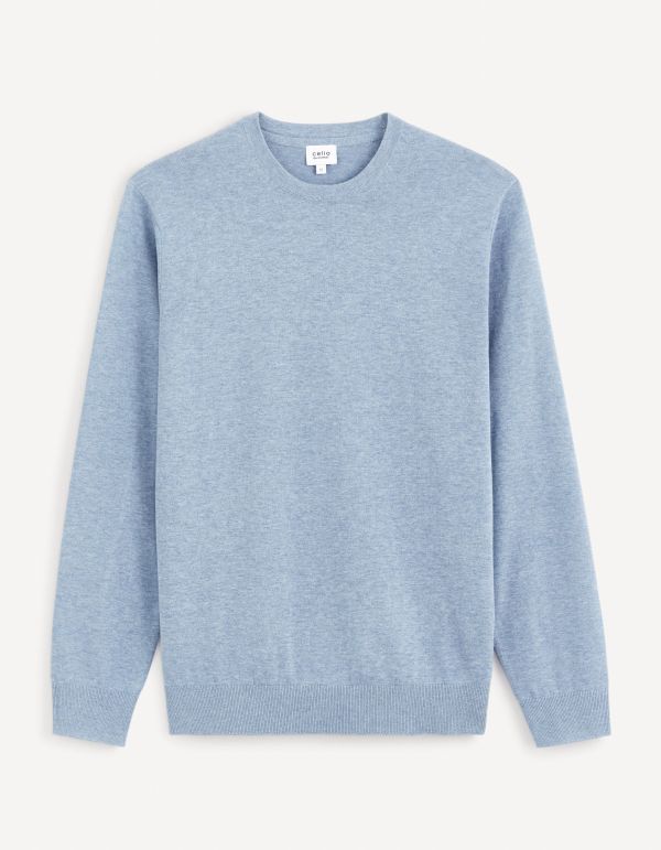 Pull col rond 100% coton - bleu