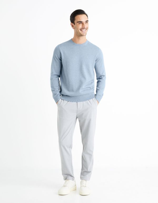 Pull col rond 100% coton - bleu