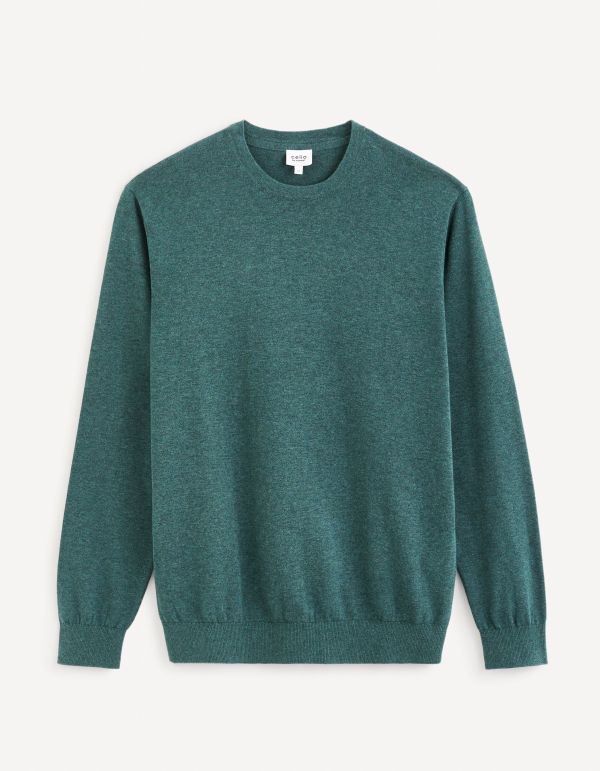 Pull col rond 100% coton - vert