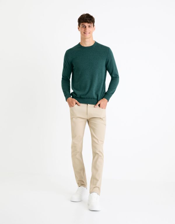 Pull col rond 100% coton - vert