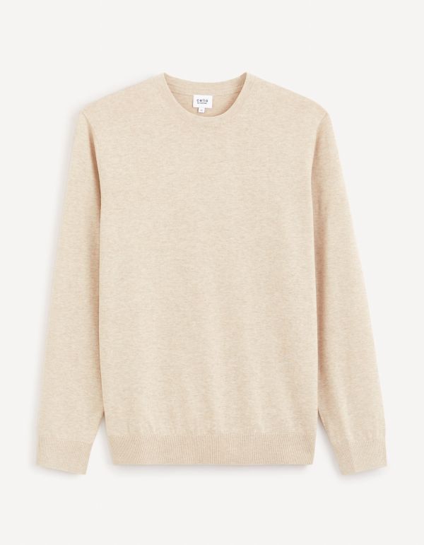 Pull col rond 100% coton - beige