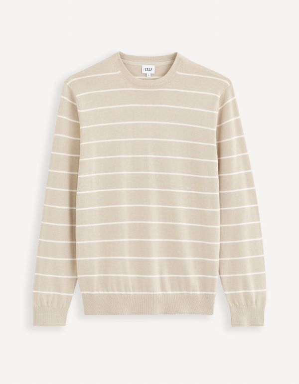 Pull col rond 100% coton - beige