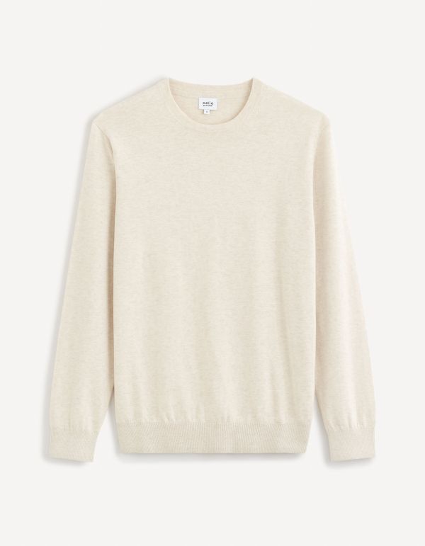 Pull col rond 100% coton - naturel