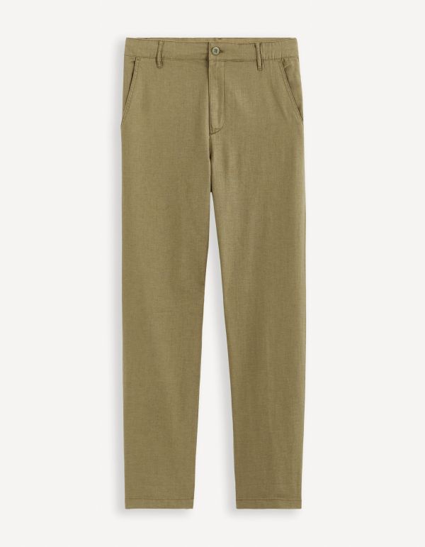 Pantalon straight en lin coton - vert