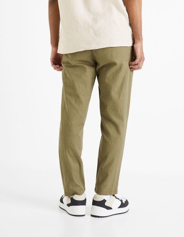 Pantalon straight en lin coton - vert