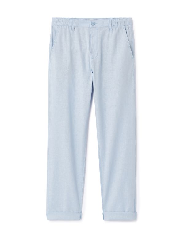 Pantalon straight en coton mélangé - bleu clair