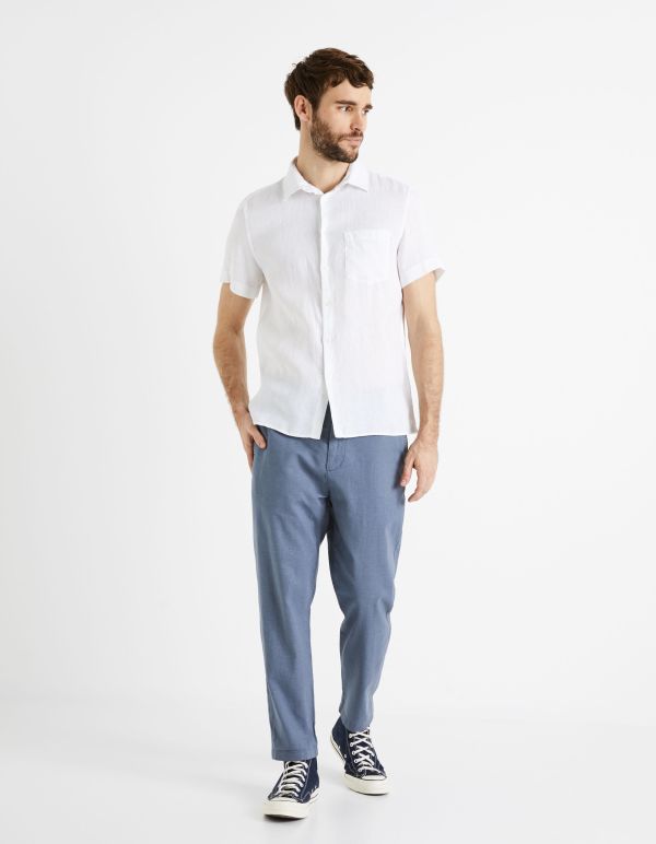 Pantalon straight en lin coton - beige