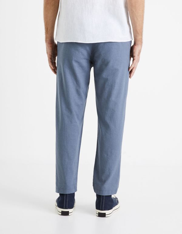 Pantalon straight en lin coton - beige