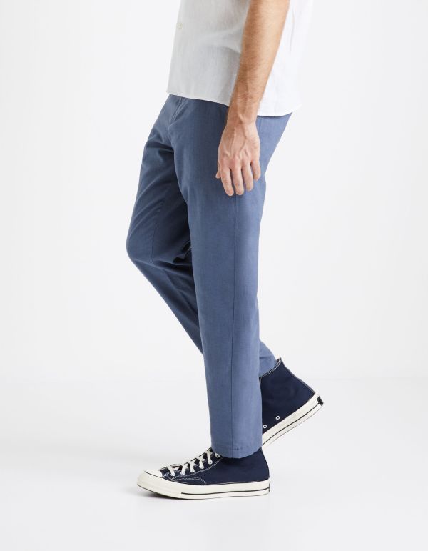 Pantalon straight en lin coton - beige